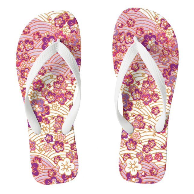 Pix Dezines kimono/pink sakura/Imitate chirimen Flip Flops (Fußbett)