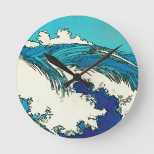 Pix Dezines konen uehara Ozeanwellen, 上 原 Runde Wanduhr