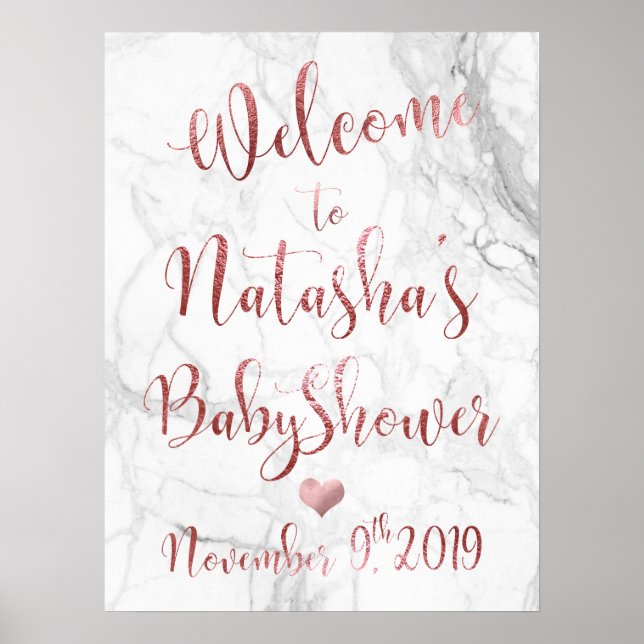 Pix Dezines Marble/Imitate Rose Gold #Babydusche W Poster (Vorne)