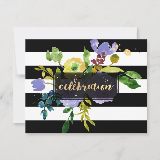 Pix Dezines Mitzvah Feier/lila/floral Einladung (Vorderseite)