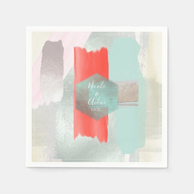 Pix Dezines Moderne Kunst, Hochzeit der Meereskora Serviette (Vorderseite)