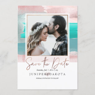 Pix Dezines Moderne Kunst, Rose Gold Aquamarines A Einladung