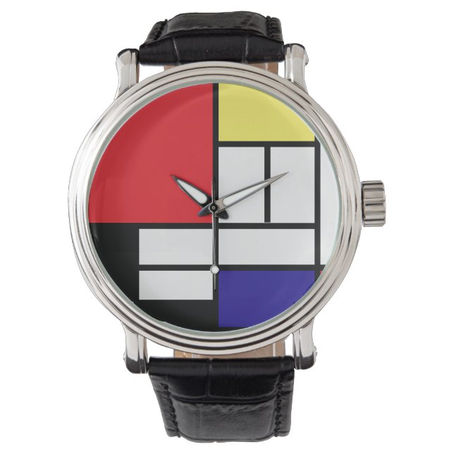 Pix Dezines Mondrian Art Armbanduhr (Vorderseite)