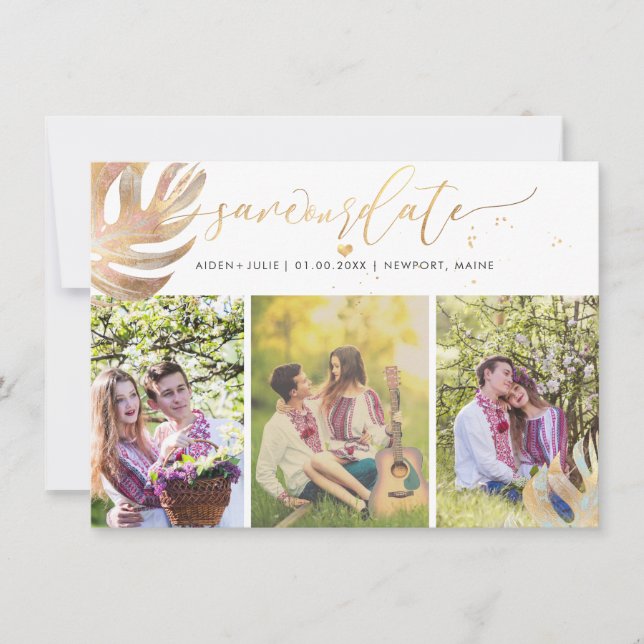 Pix Dezines Monstera Imitats Metallic|Save the Dat Save The Date (Vorderseite)