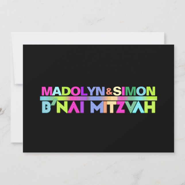 Pix Dezines Neon Lights B'nai Mitzvah ✡ Einladung (Vorderseite)