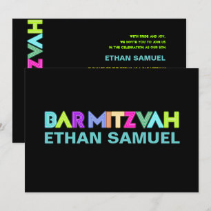 Pix Dezines Neon Sign Bar Mitzvah Einladung