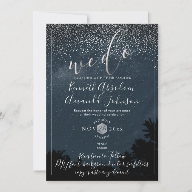 Pix Dezines Night Sky|Out Door Wedding Einladung (Vorderseite)