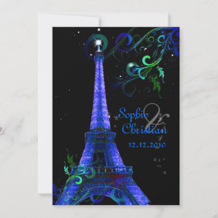 Pix Dezines Paris La Nuit, eiffelturm Einladung