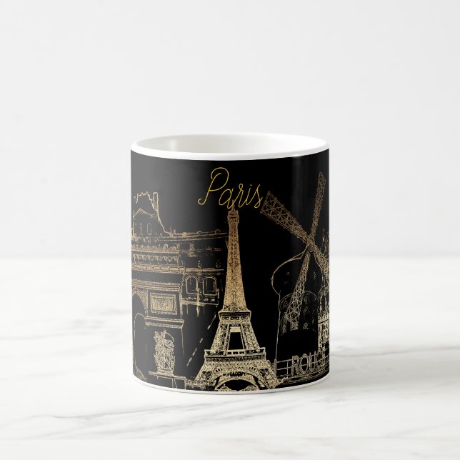 Pix Dezines Paris la nuit/Gold Tone Kaffeetasse (Mittel)