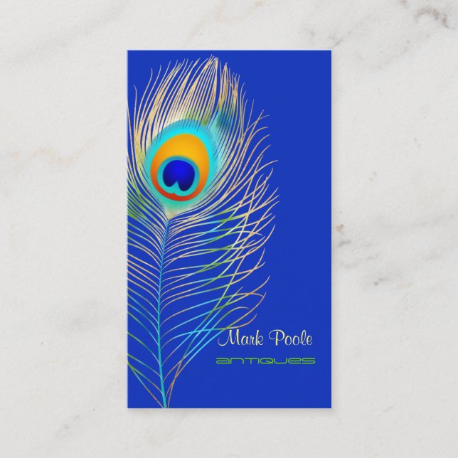 Pix Dezines Peacock Aqua Blau/DIY Kobalt Hintergru Visitenkarte (Vorderseite)