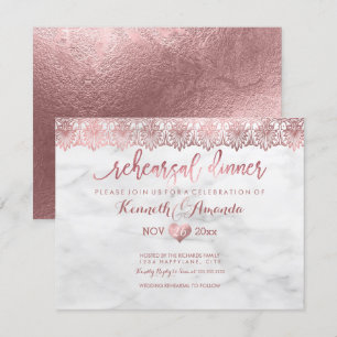 Pix Dezines Probe Dinner/Rose Gold Spitzen/Marmor Einladung