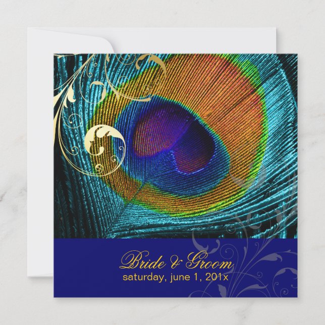 Pix Dezines Psychedelic Peacock eye/Kobalt blue Einladung (Vorderseite)