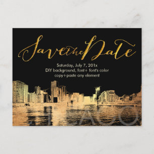 Pix Dezines/Rett Date/Gold/Chicago Ankündigungspostkarte