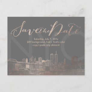 Pix Dezines/Rett Date/Pink Gold/NYC Twin Tower Ankündigungspostkarte