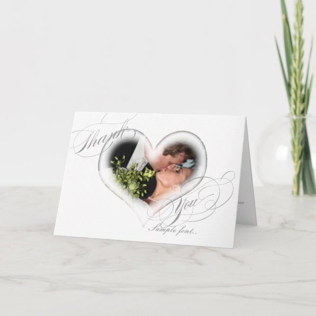 Pix Dezines Romantisches Herz/Hochzeit Vielen Dank Dankeskarte (Vorderseite)