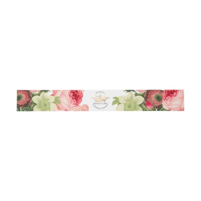 Pix Dezines Rose Garten/Imitat Goldkronen Einladungsbanderole (Flach)
