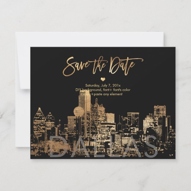 Pix Dezines/Save the Date Dallas Skyline/Imitats G Ankündigung (Vorderseite)