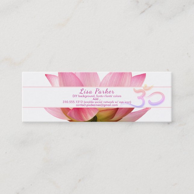 Pix Dezines Serenity Pink lotus, Om Yoga, Heiler Mini Visitenkarte (Vorderseite)