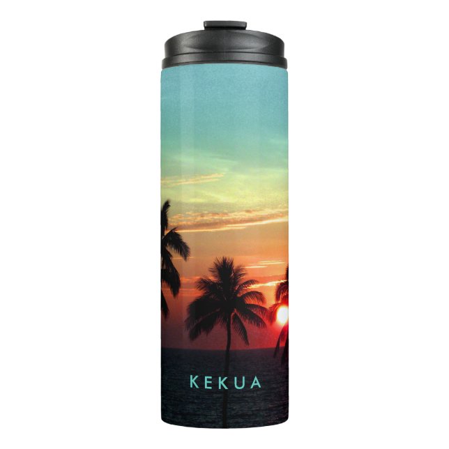 Pix Dezines Sonnenuntergang am Mauna Kea Beach Thermosbecher (Vorderseite)
