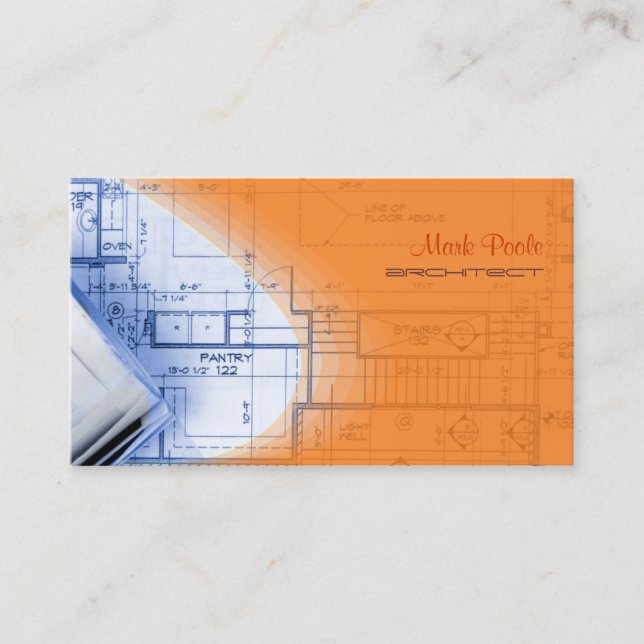 Pix Dezines Trendy Architect Electric Orange Visitenkarte (Vorderseite)