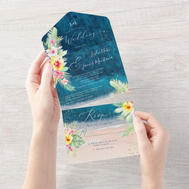 Pix Dezines Tropical Paradise Beach Event All In One Einladung (Abreißen)