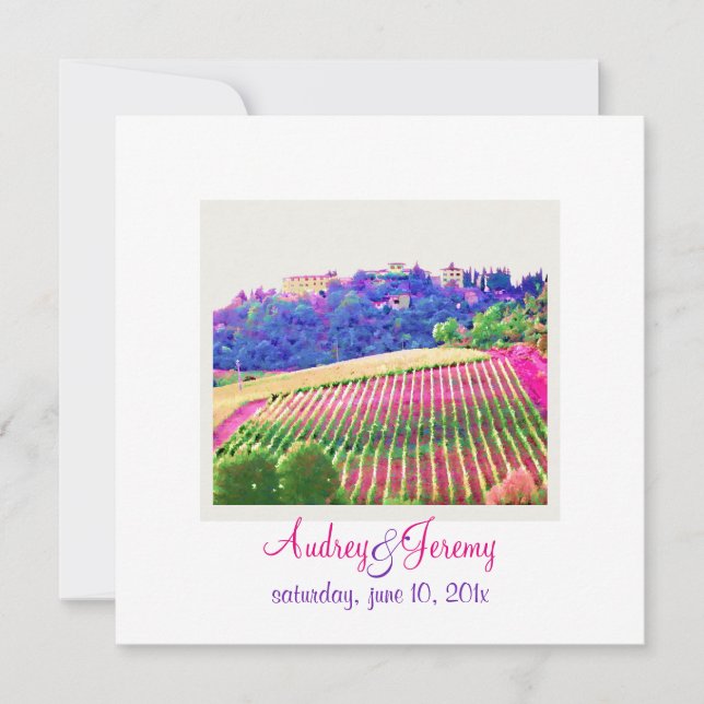 Pix Dezines Tuscany Weingarten/Hochzeit in Urlaubs Einladung (Vorderseite)