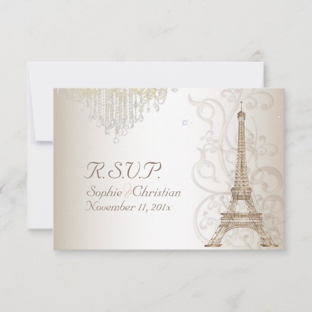 Pix Dezines UAWG Imitats Bronze Eiffelturm/Champag RSVP Karte (Vorderseite)