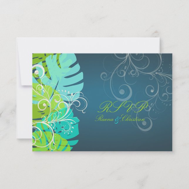 Pix Dezines uAwg Monstera/Limon+Aqua RSVP Karte (Vorderseite)
