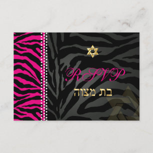 Pix Dezines uAwg Pink Zebra Streifen, Bat Mitzvah RSVP Karte