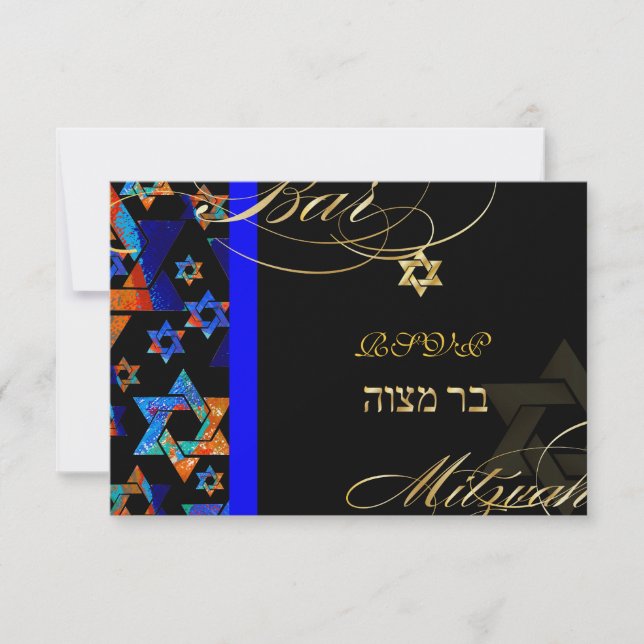 Pix Dezines uAwg Psychedelic Stars, Bar Mitzvah Einladung (Vorderseite)