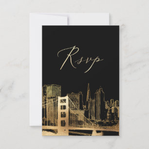Pix Dezines UAWG San Francisco Skyline/Imitats Gol RSVP Karte