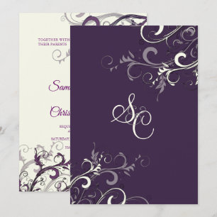 Pix Dezines VANILLA WIRBEL/DIY FARBE, DARK LILA Einladung