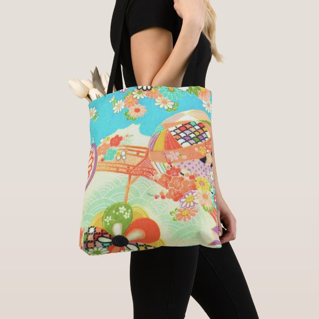 Pix Dezines Vintag Kimono Print/Peonies/Sakura Tasche (Von Nahem)