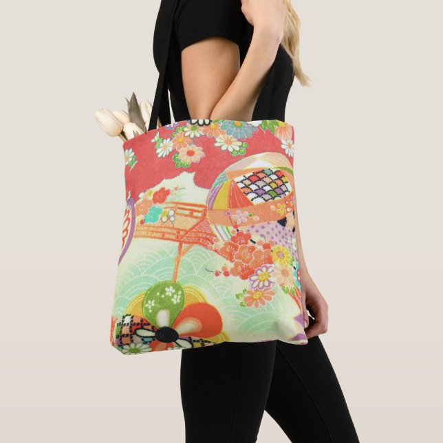 Pix Dezines Vintag Kimono Print/Peonies/Sakura Tasche (Von Nahem)
