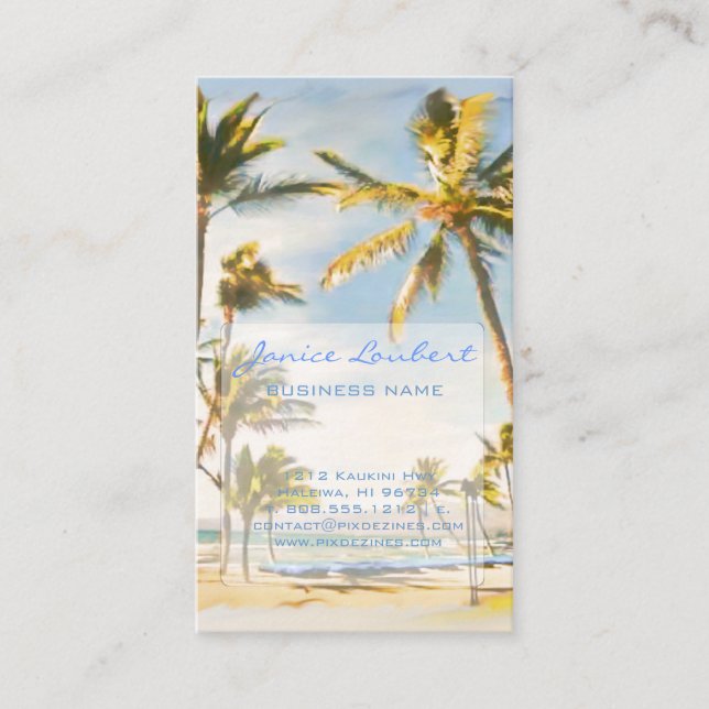 Pix Dezines Vintage hawaiianische Strandszene Visitenkarte (Vorderseite)