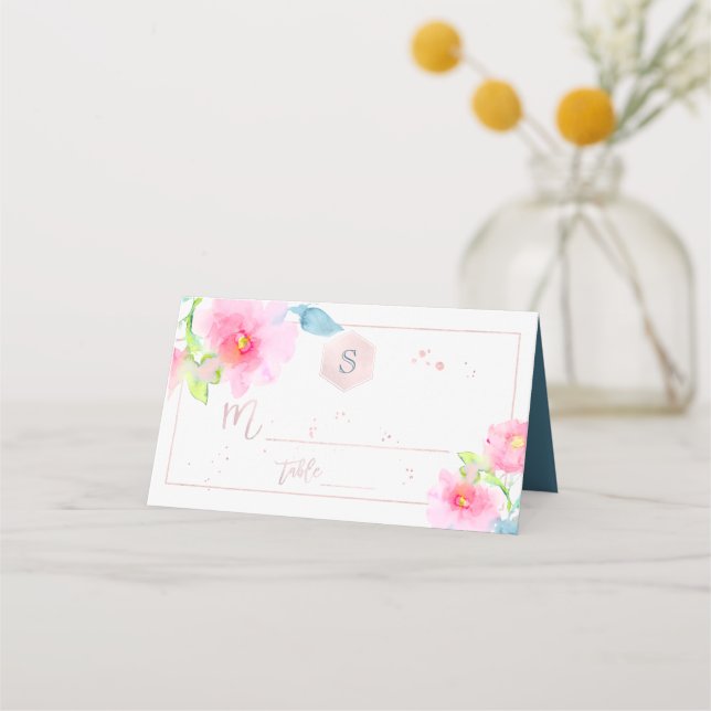 Pix Dezines Watercolor Bat Mitzvah, Gartenanlagen, Platzkarte (Vorderseite)