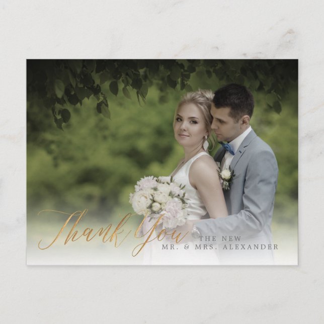 Pix Dezines Wedding Vielen Dank/Imitate Gold Calli Postkarte (Vorderseite)
