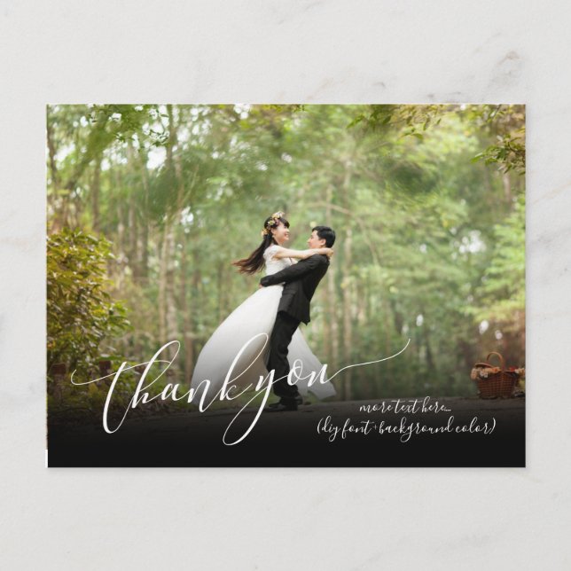 Pix Dezines Wedding Vielen Dank/Moderne Kalligraph Ankündigungspostkarte (Vorderseite)