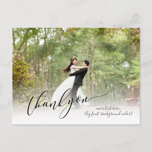 Pix Dezines Wedding Vielen Dank/Moderne Kalligraph Ankündigungspostkarte (Vorderseite)