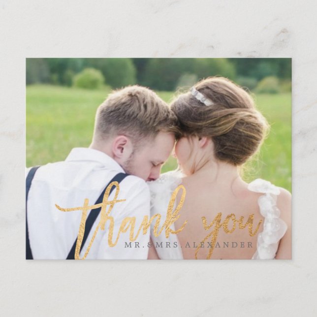 Pix Dezines Wedding Vielen Dank/Moderne Schrift Postkarte (Vorderseite)