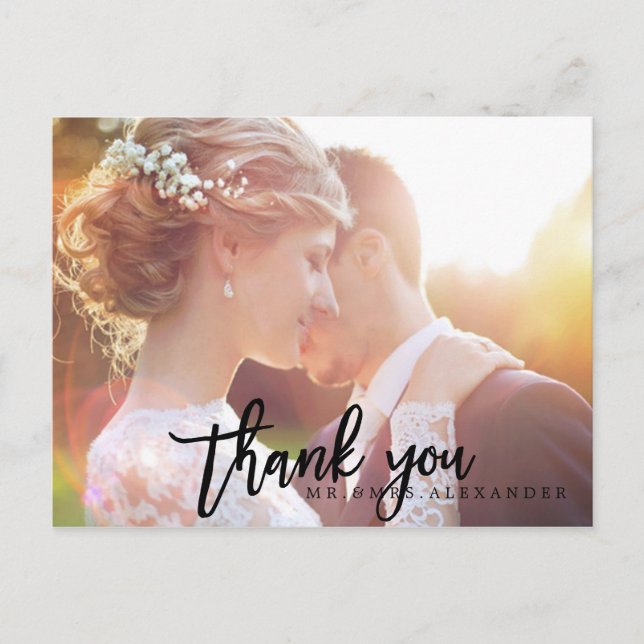 Pix Dezines Wedding Vielen Dank/Moderne Schrift Postkarte (Vorderseite)