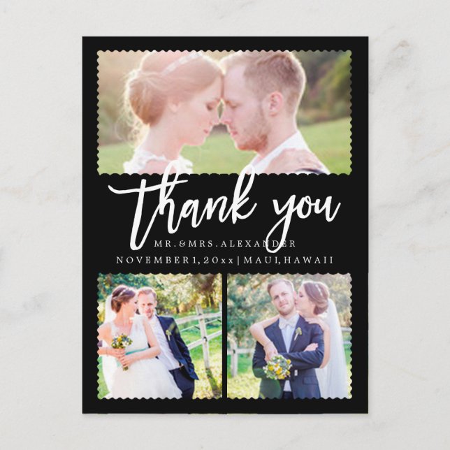 Pix Dezines Wedding Vielen Dank/Moderne Schrift Postkarte (Vorderseite)