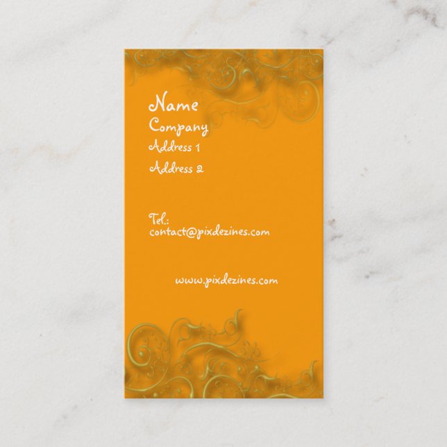 Pix Dezines Zierwaren, Wirbel, Imitat, Gold Visitenkarte (Vorderseite)