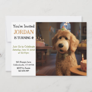 Pixar Style Goldendoodle Invitation Anniversaire