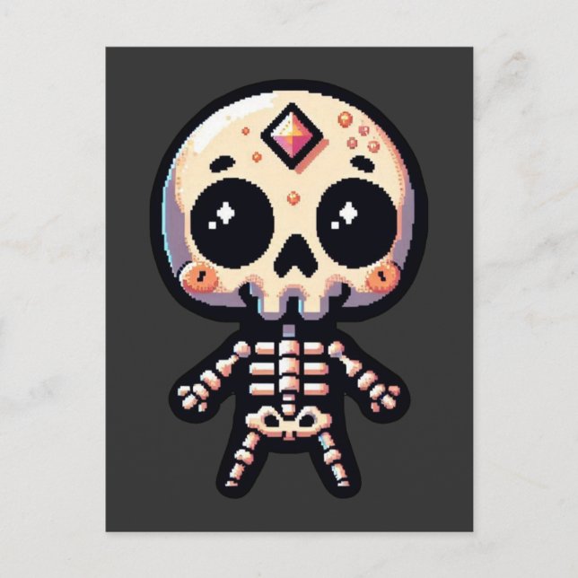 Pixart Skeleton Postkarte (Vorderseite)