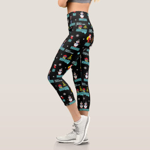 Pixated Frohe Weihnachtsmuster - Retro Design Capri Leggings