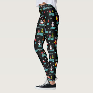 Pixated Frohe Weihnachtsmuster - Retro Design Leggings