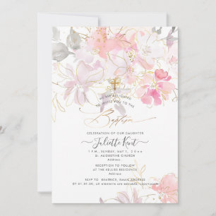 PixDezin Watercolor Blush Süßerbsen Taufe Einladung