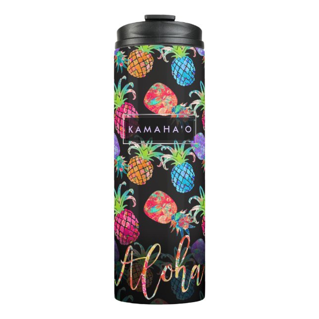 PIXDEZINE ALOHA PINEAPPLE IMITATE GOLDFOLIE THERMOSBECHER (Vorderseite)
