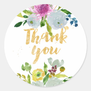 PixDezine Aquarellblume/grüner Ranunculus Runder Aufkleber